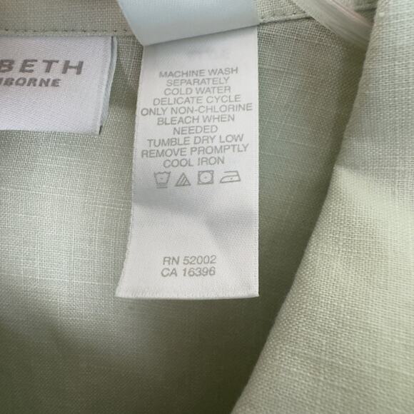 Vtg Elisabeth By Liz Claiborne Linen Button Up Blouse Light Sage Green 1X NWT - Picture 4 of 5